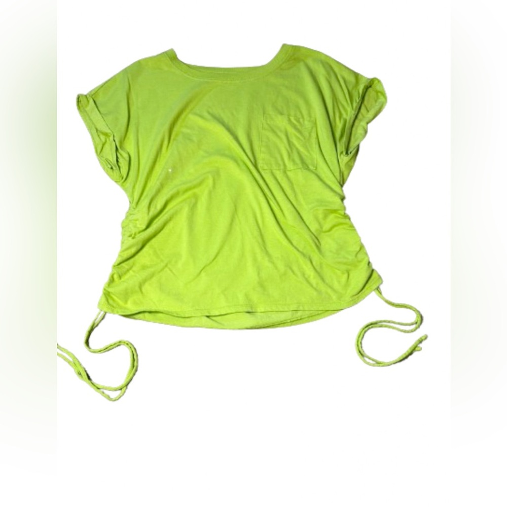 NO BOUNDARIES Lime green side drawstring short sleeve shirt